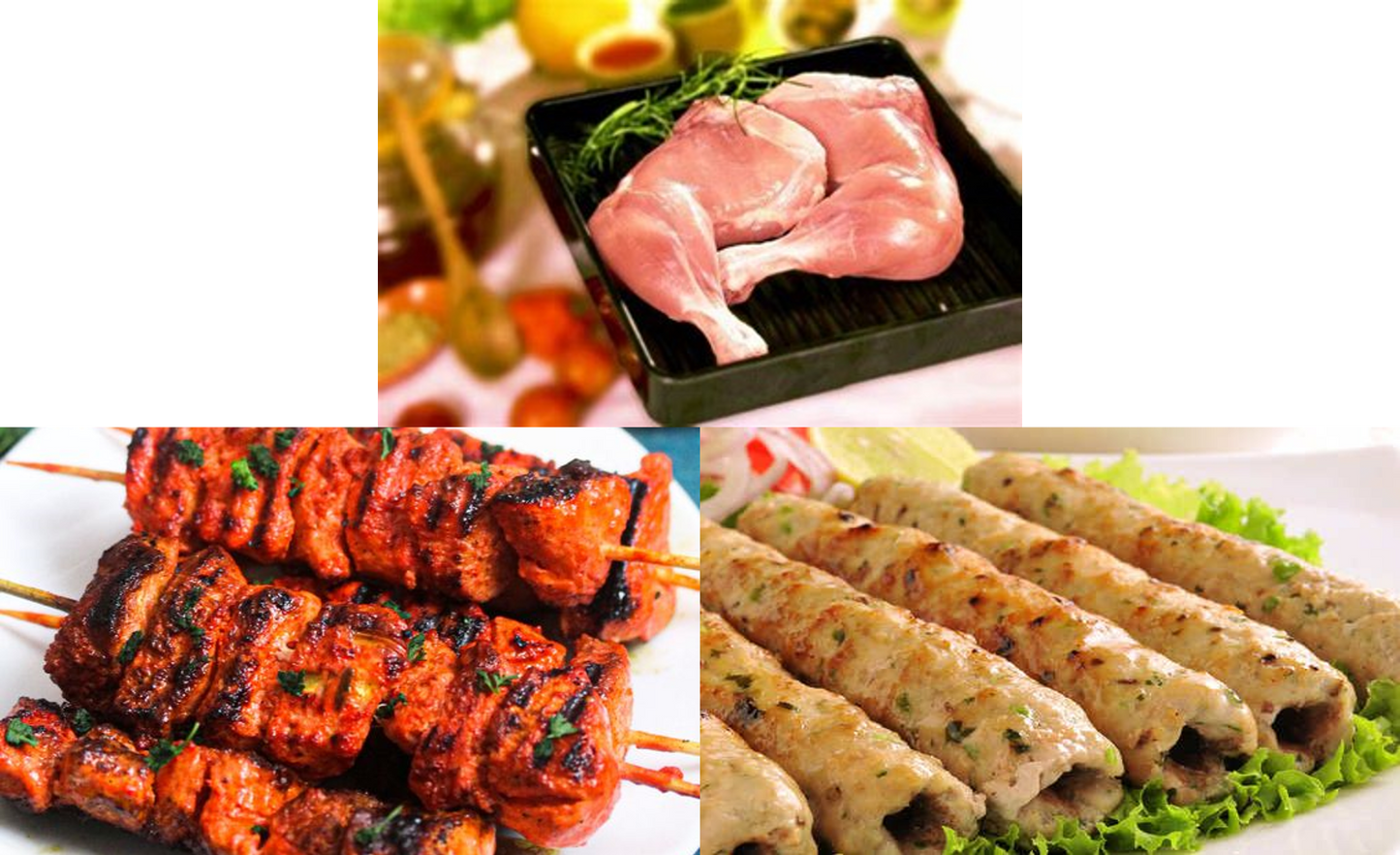 Combo Raw Kebabs and Chicken whole legs ( 500g Chicken whole legs   + 500g chicken tikka kebab + 500g Chicken Seekh kebab  )