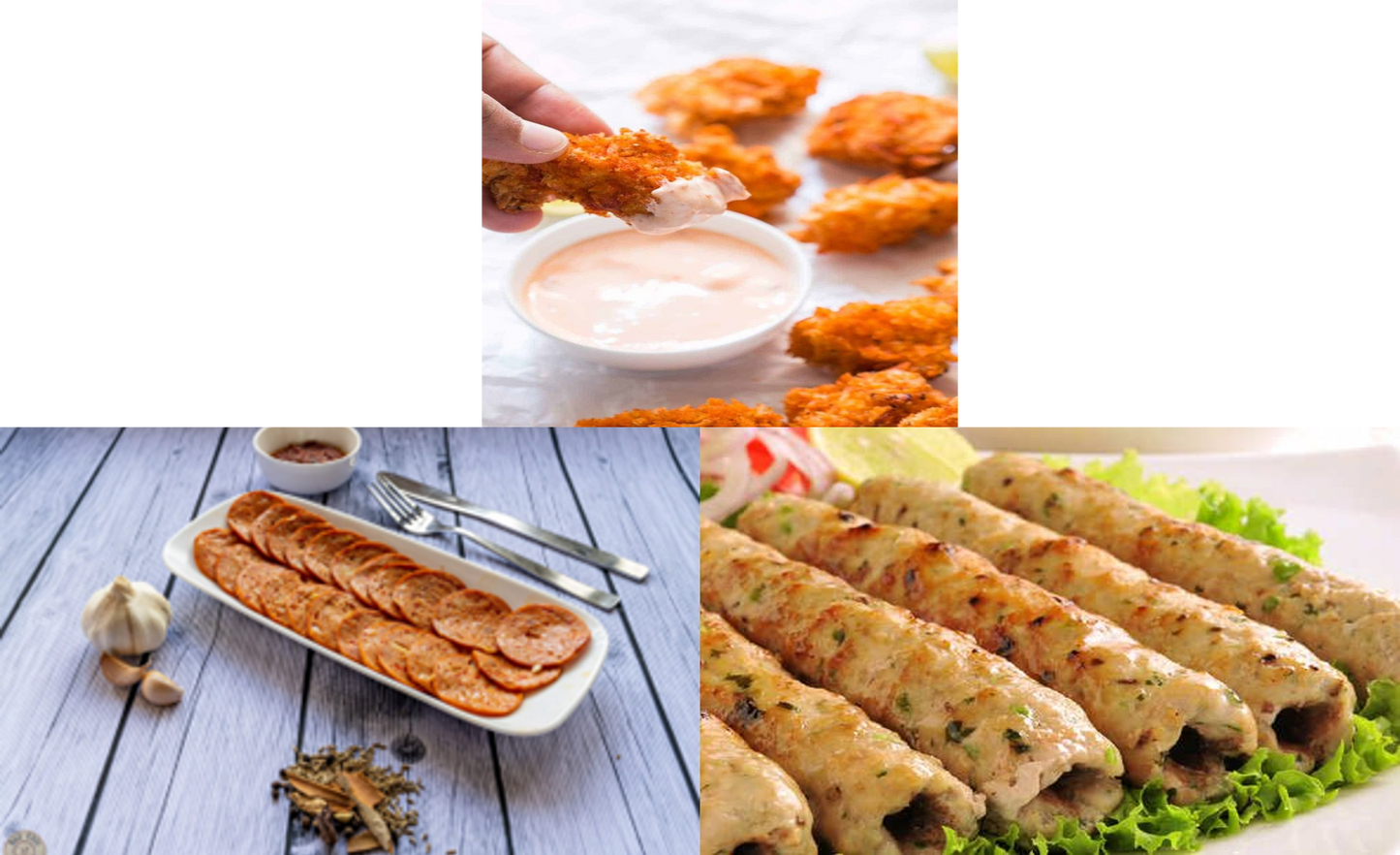 Combo Raw Kebabs ( 500g Chicken popcorn  + 500g chicken Salami + 500g Chicken Seekh kebab  )