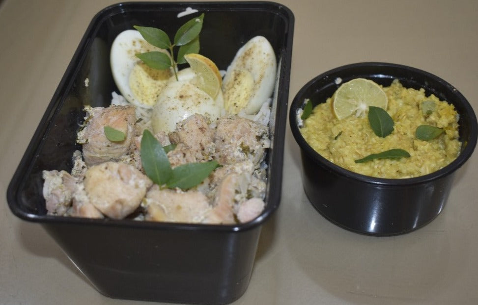 Cooked Protein Mania 40 to 60g protein (150g chicken breast , 200g herbal masala oats , 2 eggs , 150 g rice )